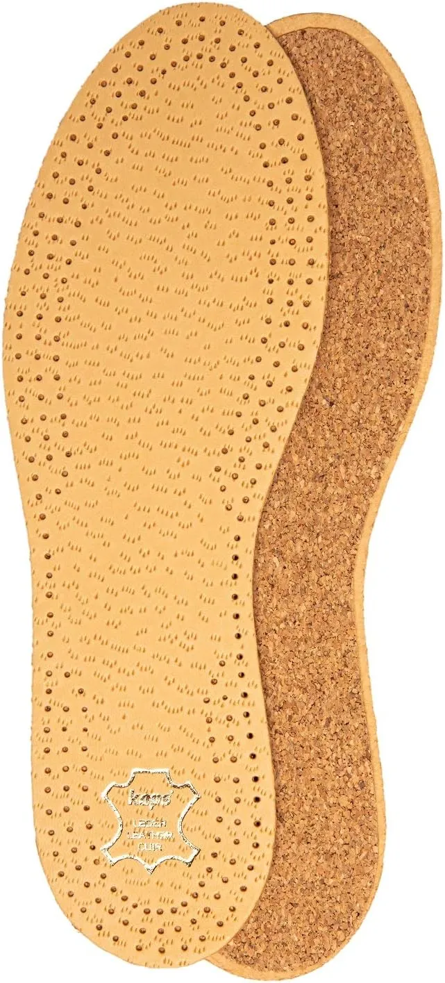 3 Pair Pack Shoe Insoles Made of Vegetable Tanned Sheepskin Leather and Natural Cork, Elegant and Comfortable, Kaps Pecari Cork Set (45 EUR / 12 US Men)