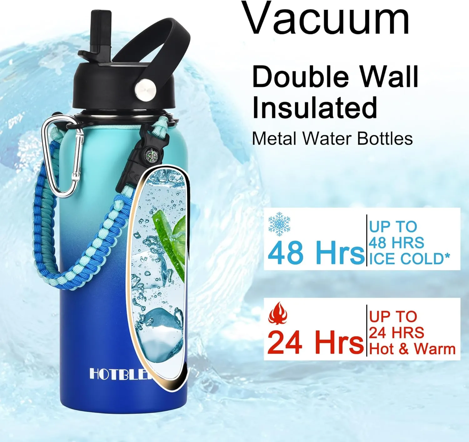 32oz Water Bottle with Paracord Handle & Carrier Bag &Silicone Boot, Double Wall Vacuum Stainless Steel Insulated Jug with Sleeve,Straw Spout Flip Lids, Large Sports Flask Keep Cold & Hot