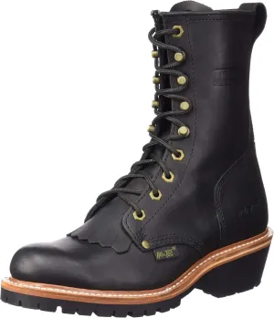 Ad Tec Mens 10in Fireman Logger Certified Work Boots, Black - Full Grain Oiled Leather, Non Slip Rubber Outsole & Fire Resistant Footwear