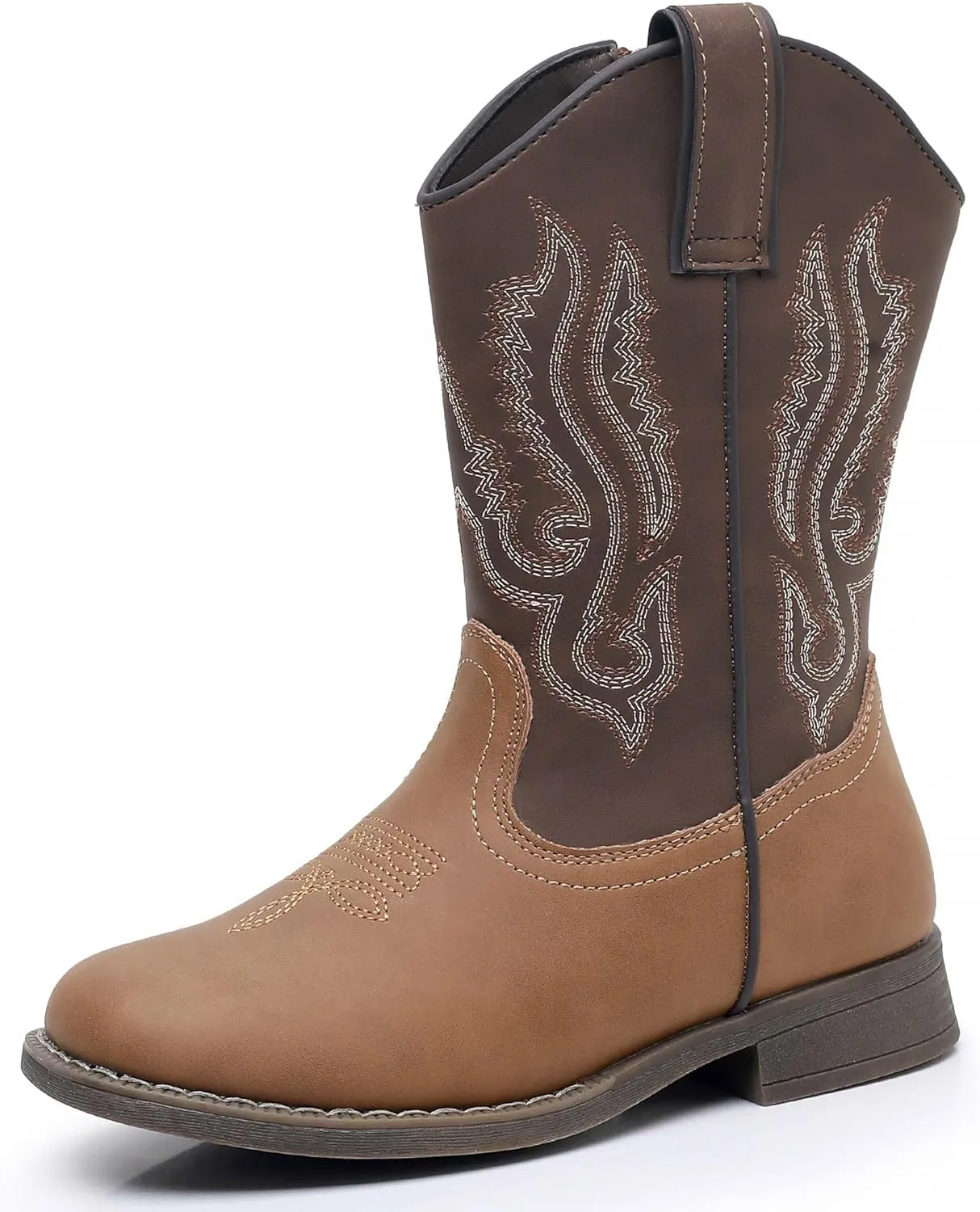 Ahannie Kids Cowboy Boots Boys Girls Square Toe Mid-Calf Cowgirl Western Boots with Side Zipper (Toddler/Little Kid/Big Kid)