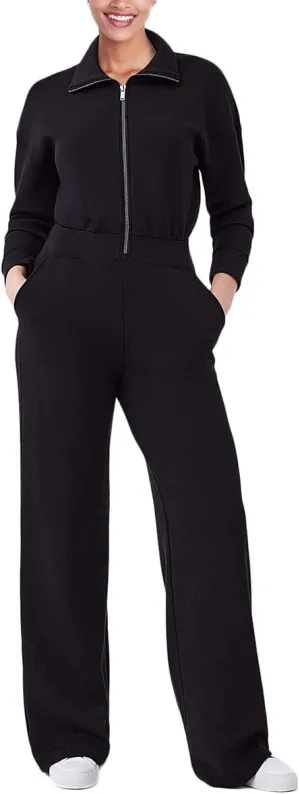 Air Essentials Jumpsuit for Women Long Sleeve Wide Leg Pants Front Zip Jumpsuits Fall Romper With Pockets