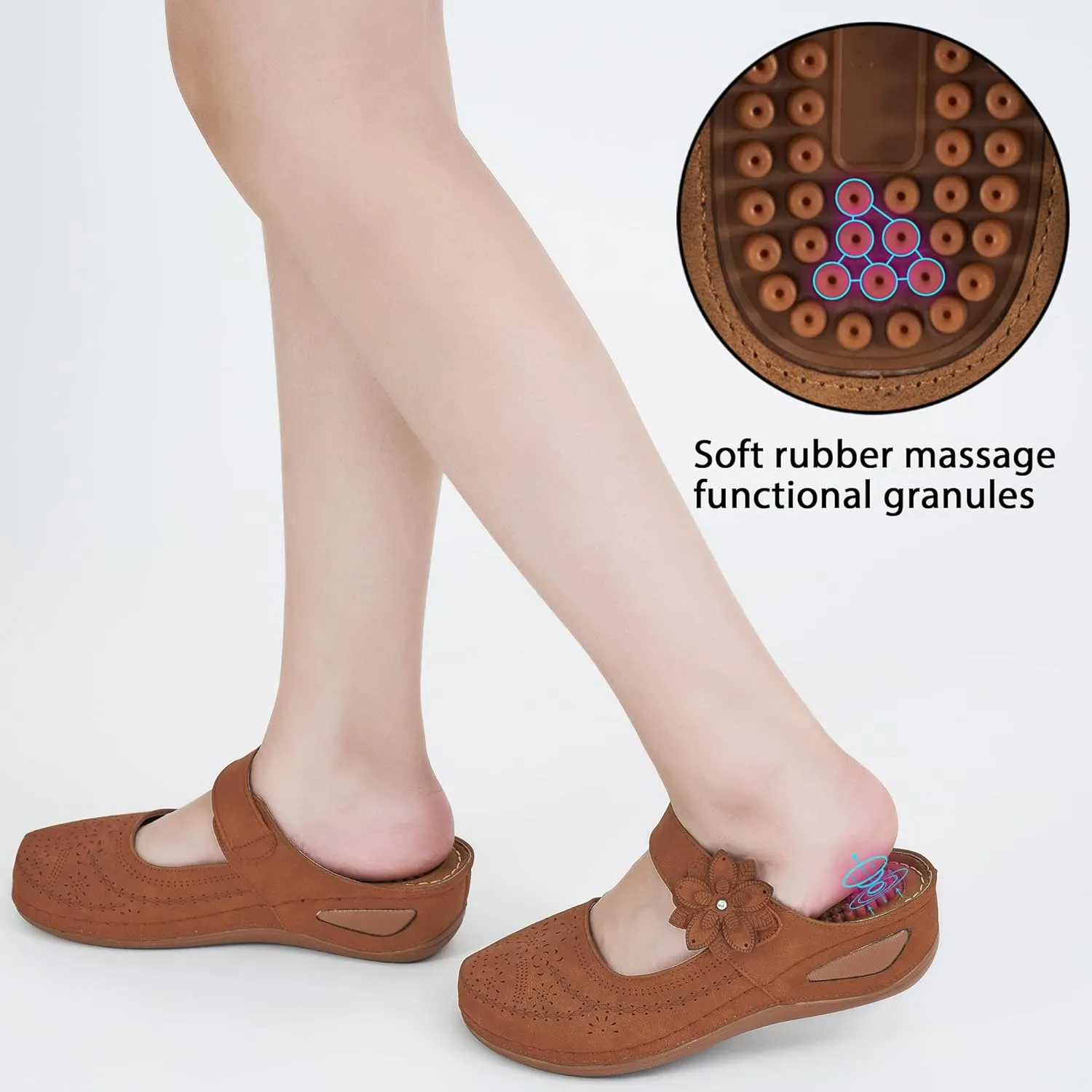 Alicegana Mules for Women Dressy Summer Closed Toe Sandals Casual Slip On Wedge with Adjustable Hook Loop