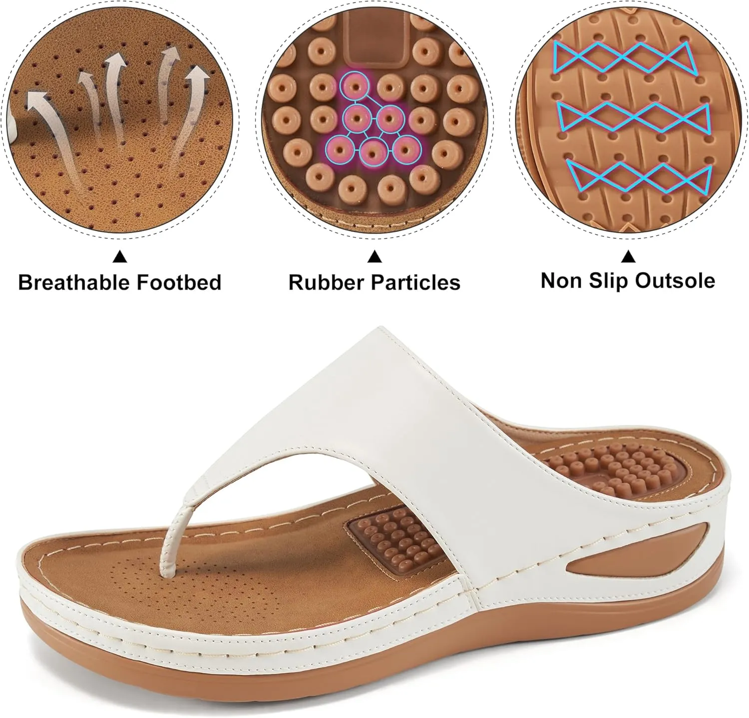 Alicegana Womens Sandals Wedge Shoes: Comfortable Dressy Summer Flip Flops Casual Walking Beach Slides