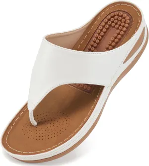 Alicegana Womens Sandals Wedge Shoes: Comfortable Dressy Summer Flip Flops Casual Walking Beach Slides