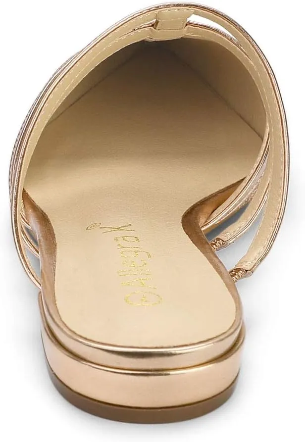 Allegra K Women's Glitter Pointed Toe Flat Mules