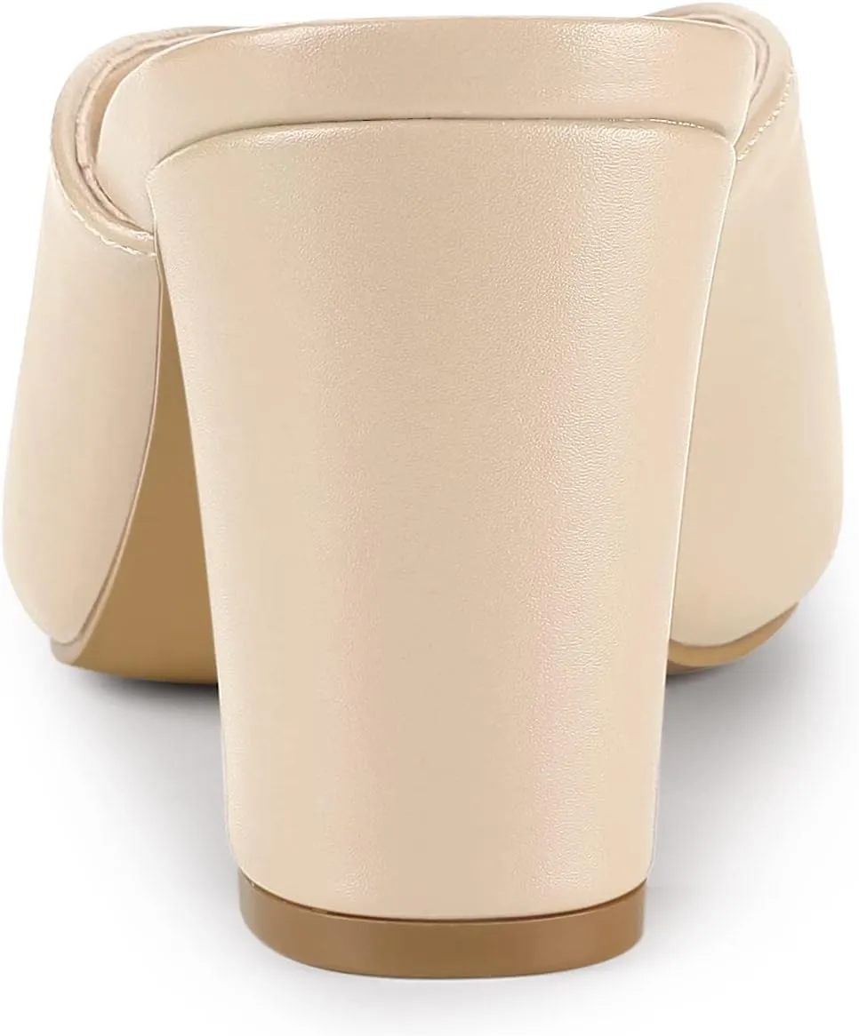 Allegra K Women's Pointed Toe Chunky Heels Slides Mules