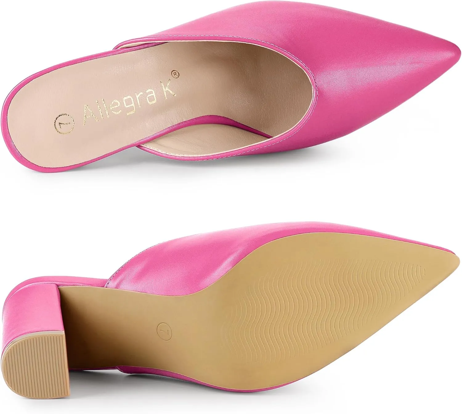 Allegra K Women's Pointed Toe Chunky Heels Slides Mules