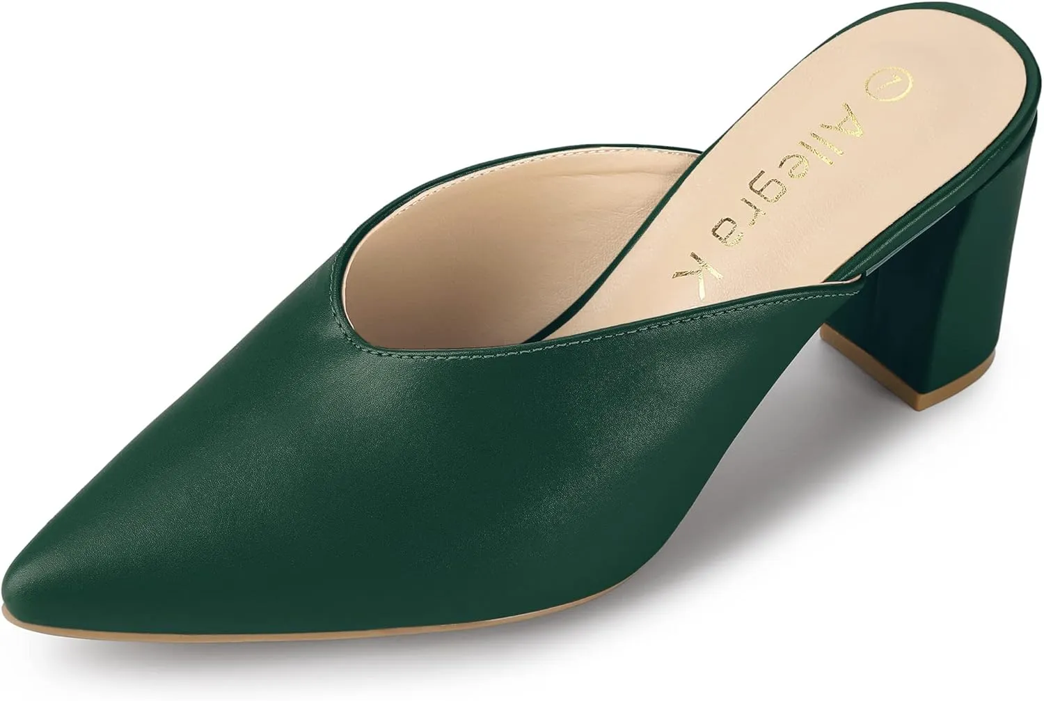 Allegra K Women's Pointed Toe Chunky Heels Slides Mules