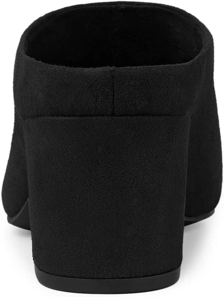 Allegra K Women's Pointed Toe Slip on Block Heel Slide Mules