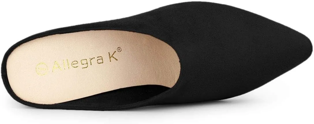 Allegra K Women's Pointed Toe Slip on Block Heel Slide Mules