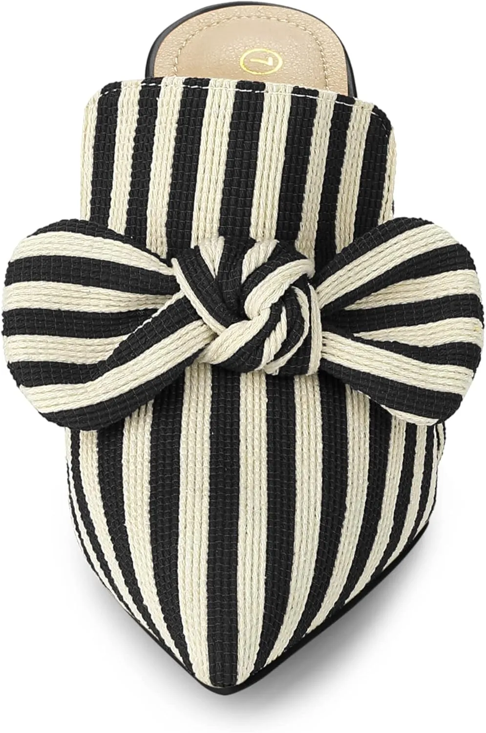 Allegra K Women's Stripe Bow Slip on Stiletto Heel Slides Mules
