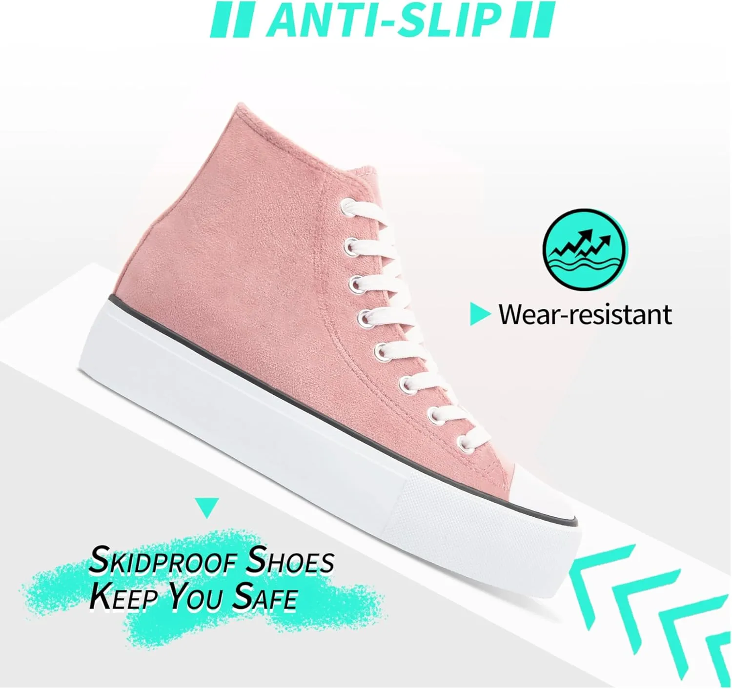 ALTOCIS Women's Comfortable Platform High Top Sneakers, Casual Mid Top Sneaker for Women, Cute Faux Suede Fashion Sneakers, Classic Lace Up Walking Shoes