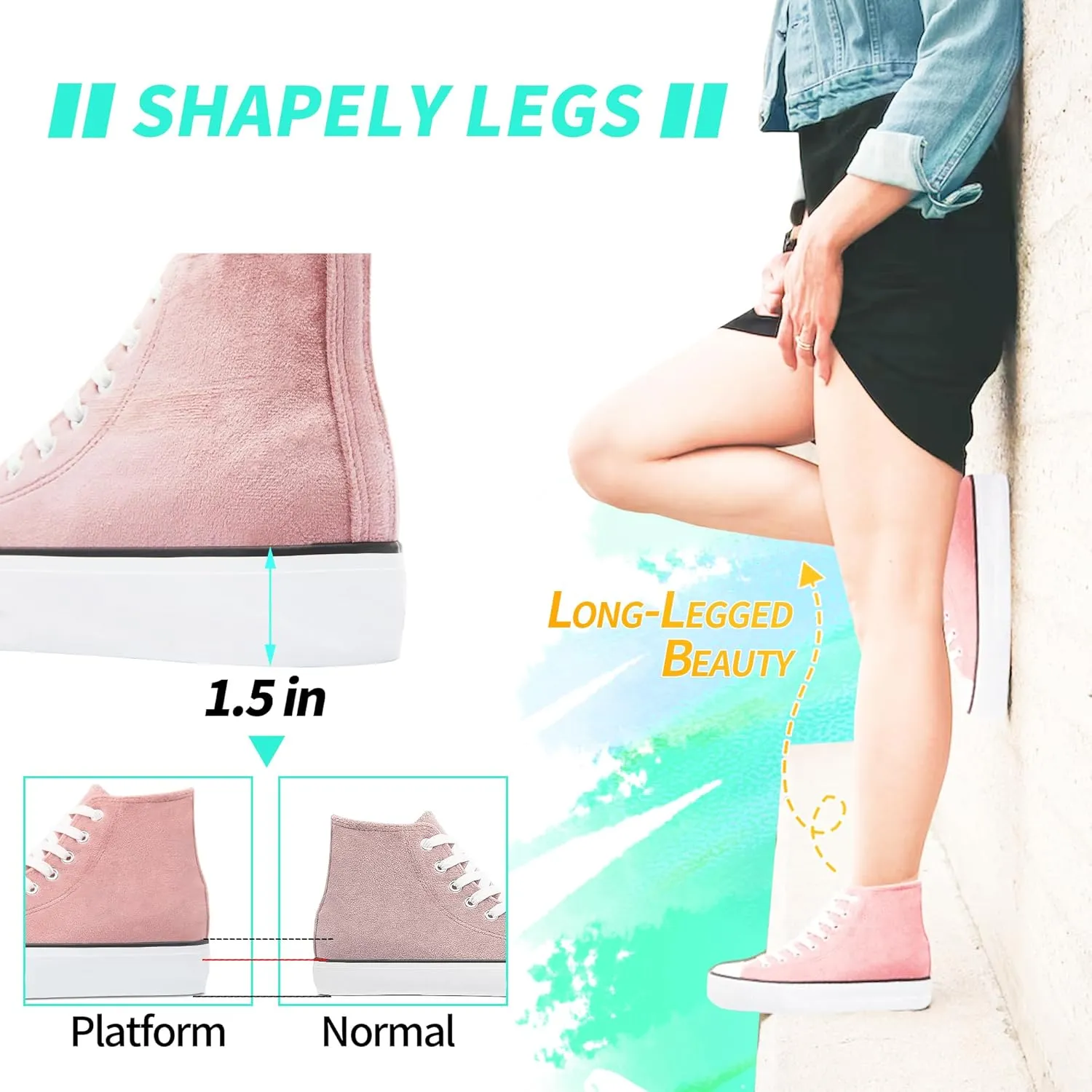 ALTOCIS Women's Comfortable Platform High Top Sneakers, Casual Mid Top Sneaker for Women, Cute Faux Suede Fashion Sneakers, Classic Lace Up Walking Shoes