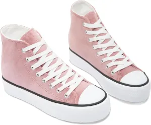 ALTOCIS Women's Comfortable Platform High Top Sneakers, Casual Mid Top Sneaker for Women, Cute Faux Suede Fashion Sneakers, Classic Lace Up Walking Shoes