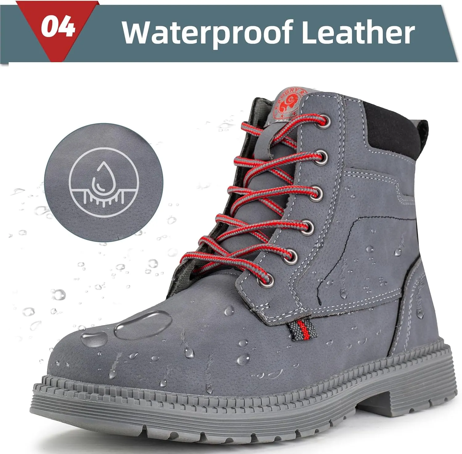 ANGRYRAM Steel Toe Boots for Men Comfortable Waterproof Construction Work Boots for Men Slip Resistant Lightweight Safety Shoes Botas de Trabajo Seguridad para Hombre