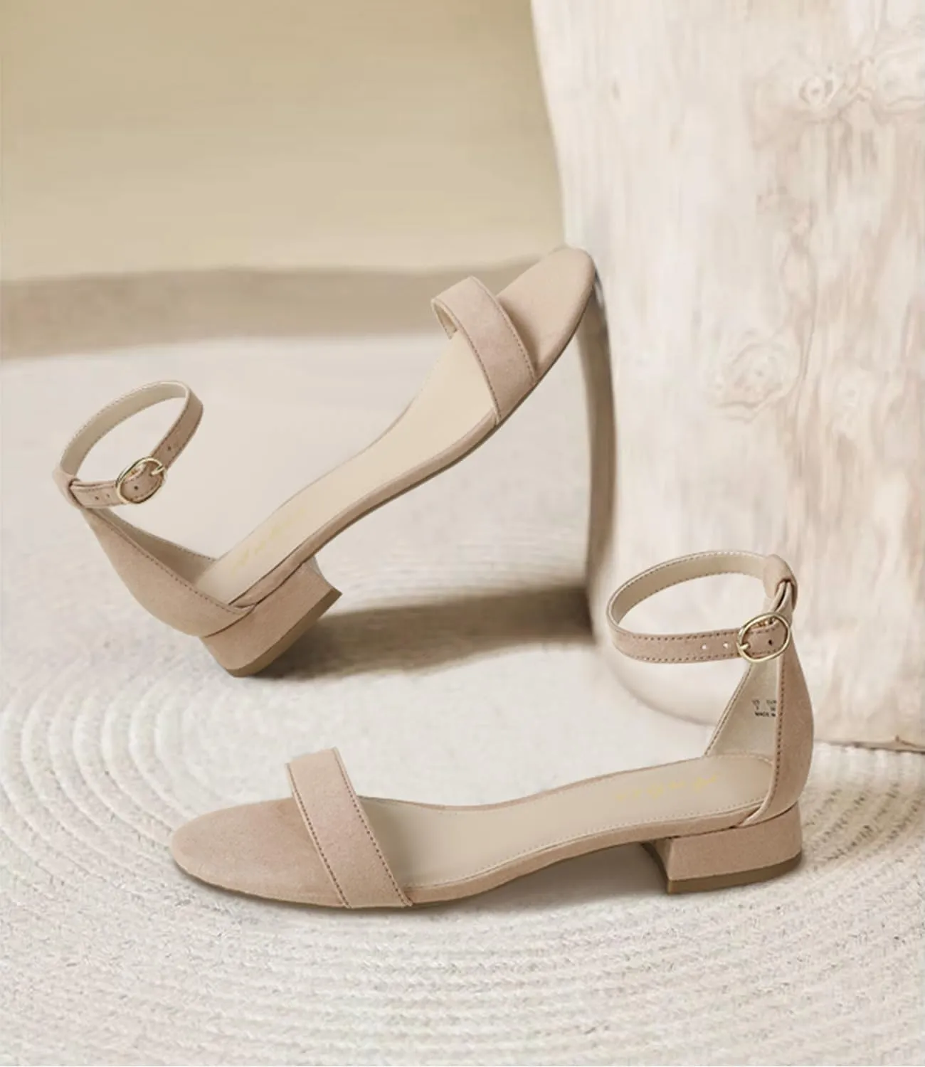 Ankis Nude Black White Women Sandals Dressy 1 Inch Low Block Heel Strappy Open Toe Flat Casual Sandals for Women Comfortable Adjustable Ankle Strap Shoes Wedding Summer 2024