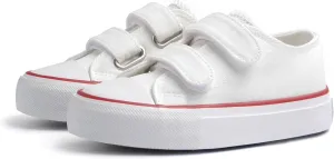 ANTLULU Boys and Girls Canvas Shoes Dual Adjustable Hook and Loop Classic Low Top Kids Sneakers