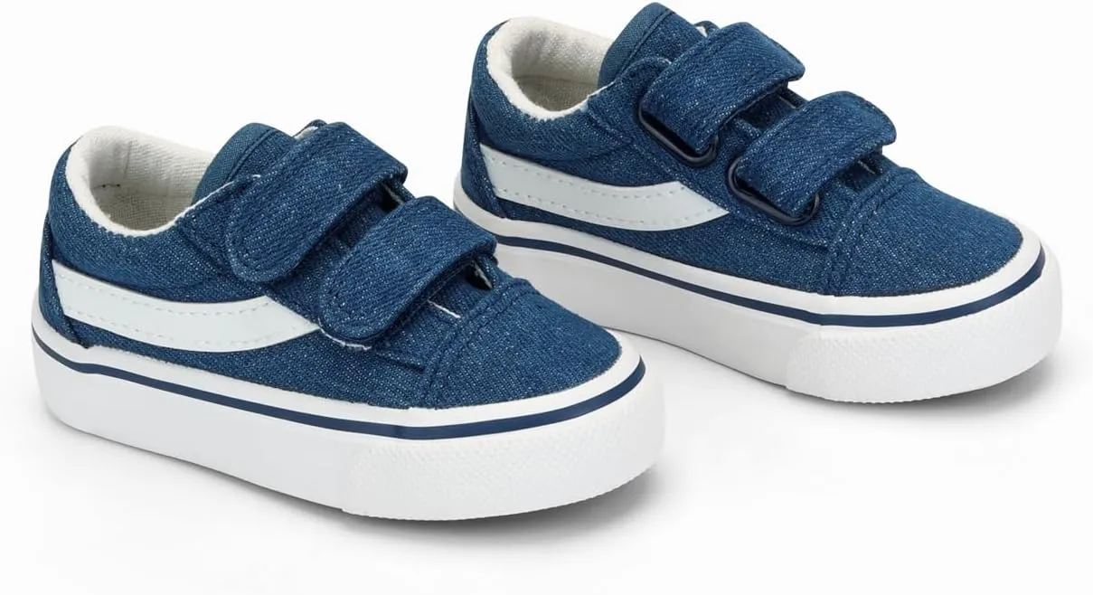 ANTLULU Boys and Girls Canvas Shoes Dual Adjustable Hook and Loop Classic Low Top Kids Sneakers
