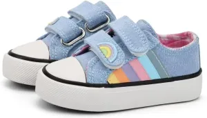 ANTLULU Boys and Girls Canvas Shoes Dual Adjustable Hook and Loop Classic Low Top Kids Sneakers