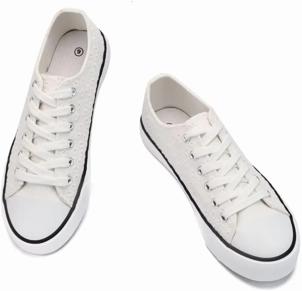 ANTLULU Womens Canvas Shoes Low Top and Lace up Fashion Casual Sneakers Black and White Classic