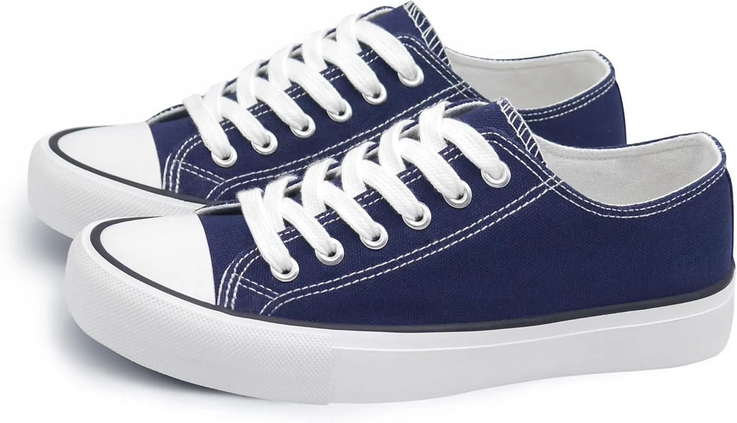 ANTLULU Womens Canvas Shoes Low Top and Lace up Fashion Casual Sneakers Black and White Classic