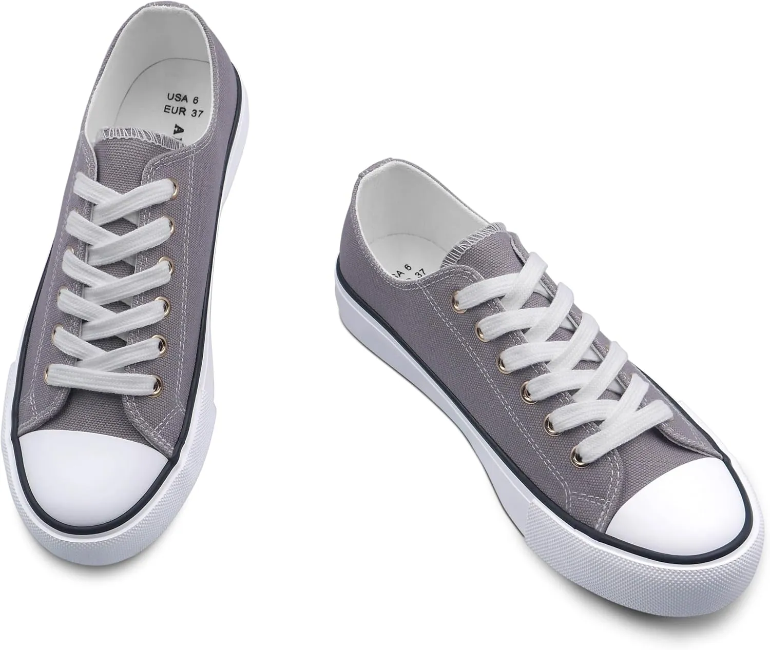 ANTLULU Womens Canvas Shoes Low Top and Lace up Fashion Casual Sneakers Black and White Classic