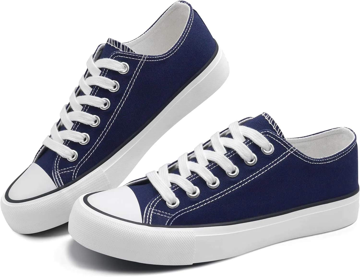 ANTLULU Womens Canvas Shoes Low Top and Lace up Fashion Casual Sneakers Black and White Classic