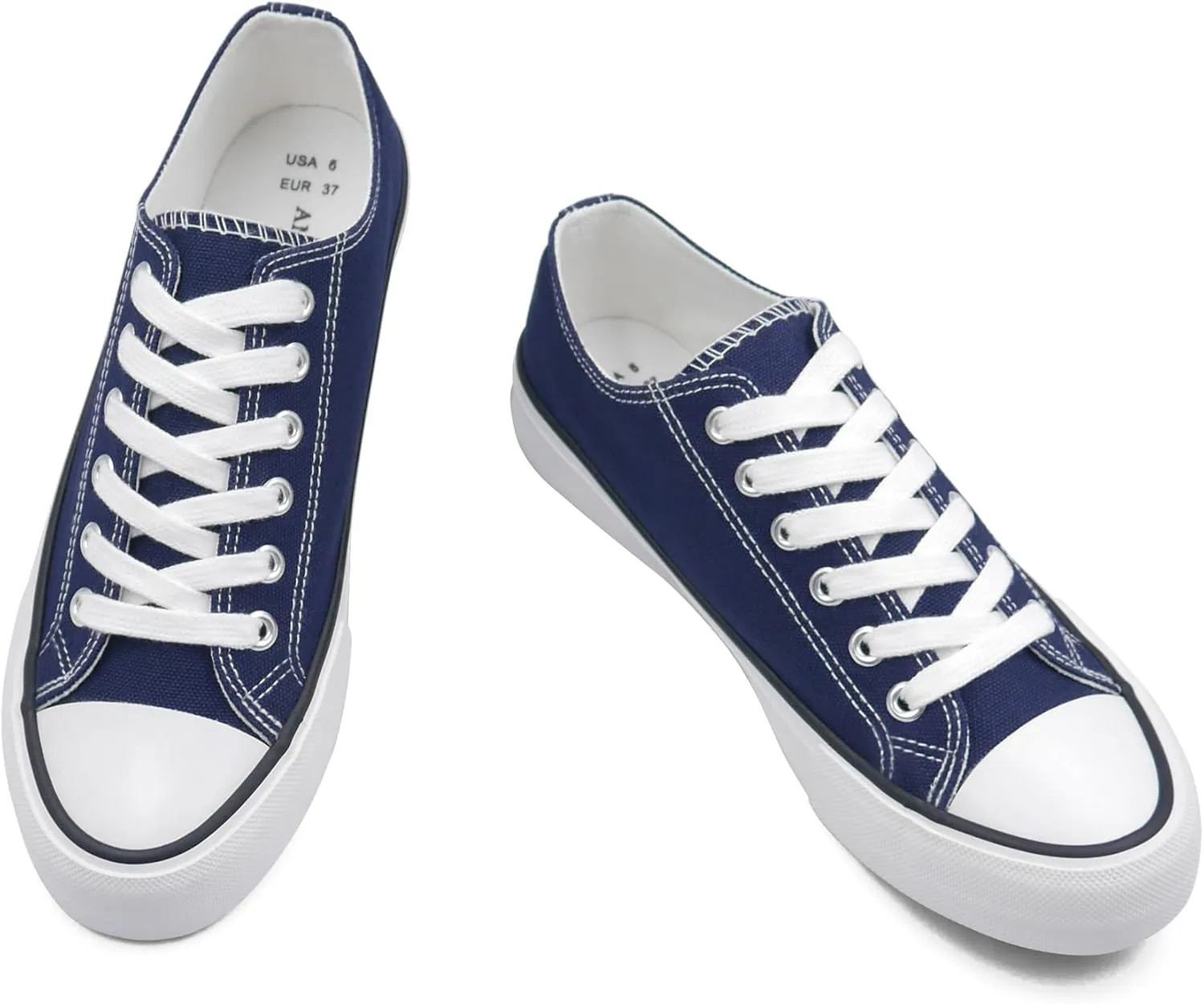ANTLULU Womens Canvas Shoes Low Top and Lace up Fashion Casual Sneakers Black and White Classic