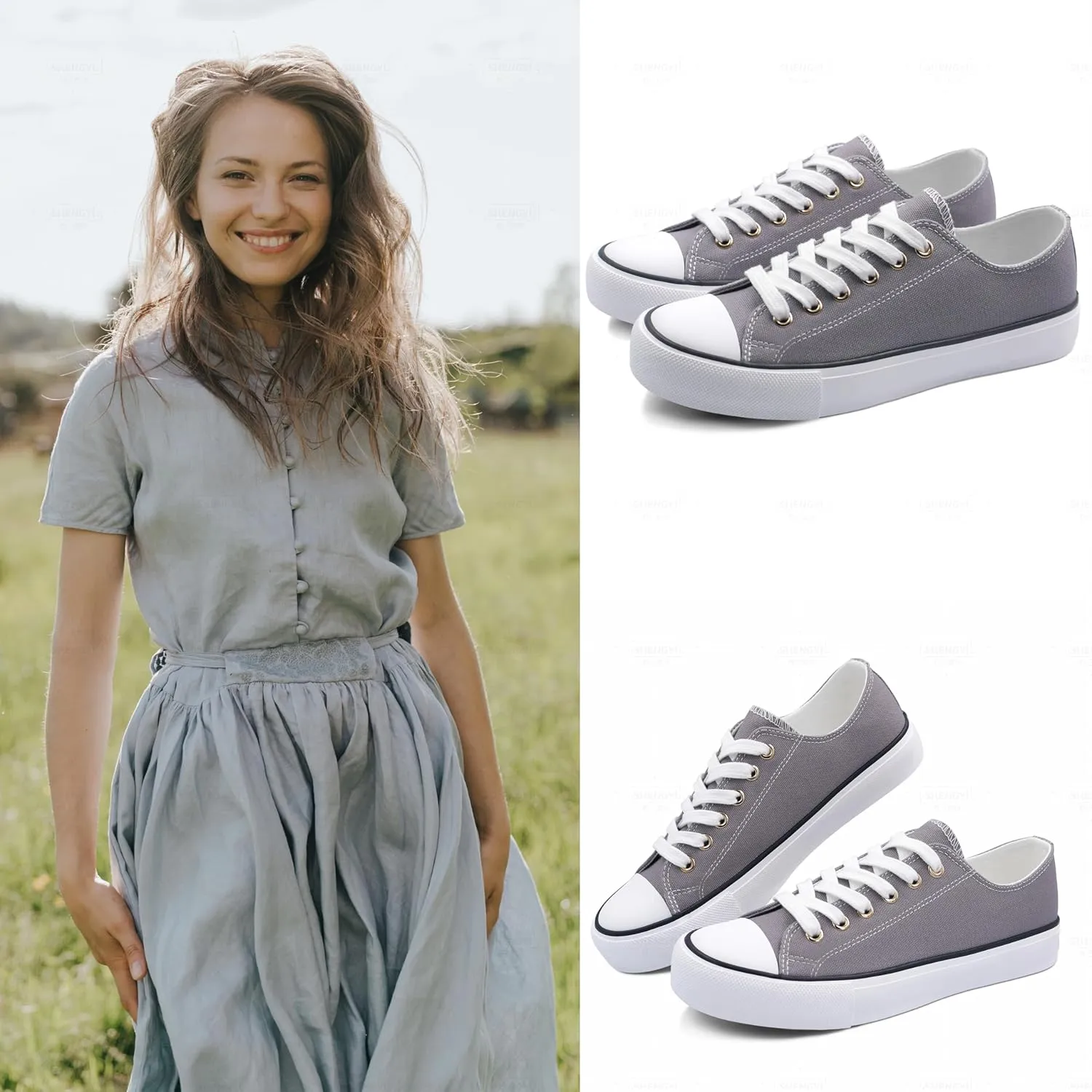 ANTLULU Womens Canvas Shoes Low Top and Lace up Fashion Casual Sneakers Black and White Classic