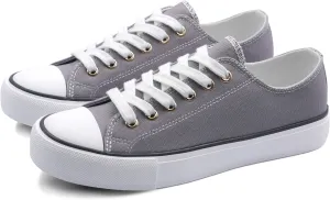 ANTLULU Womens Canvas Shoes Low Top and Lace up Fashion Casual Sneakers Black and White Classic