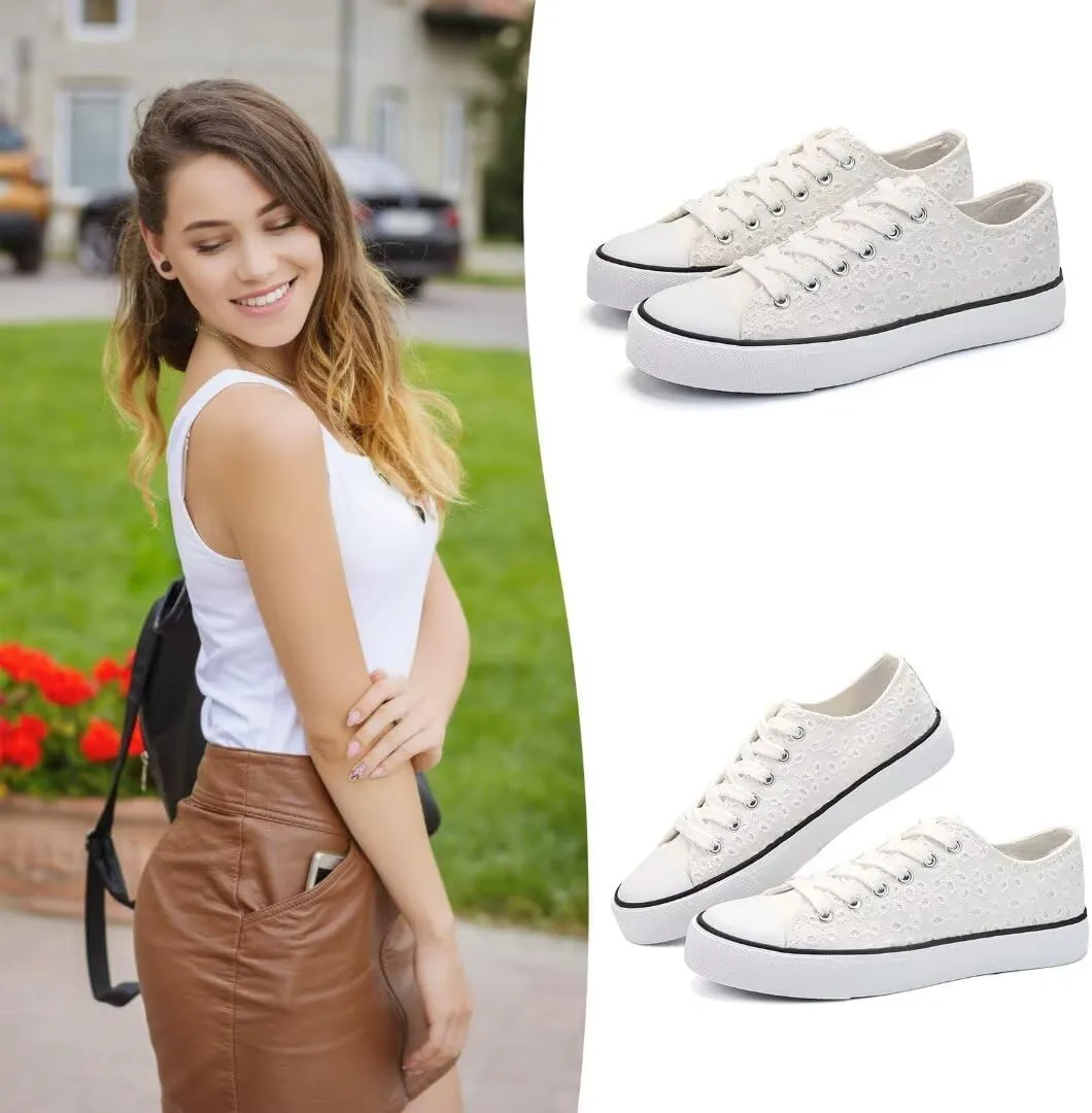 ANTLULU Womens Canvas Shoes Low Top and Lace up Fashion Casual Sneakers Black and White Classic