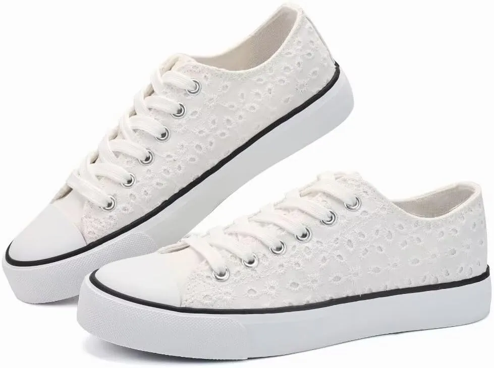 ANTLULU Womens Canvas Shoes Low Top and Lace up Fashion Casual Sneakers Black and White Classic