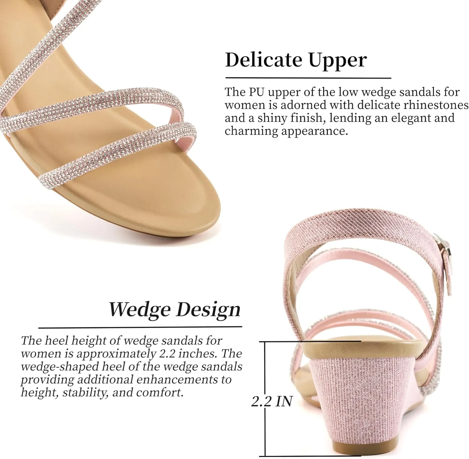 Aomigoct Womens Wedge Dressy Sandals: Sparkly Casual Summer Wedding Sandals for 2025
