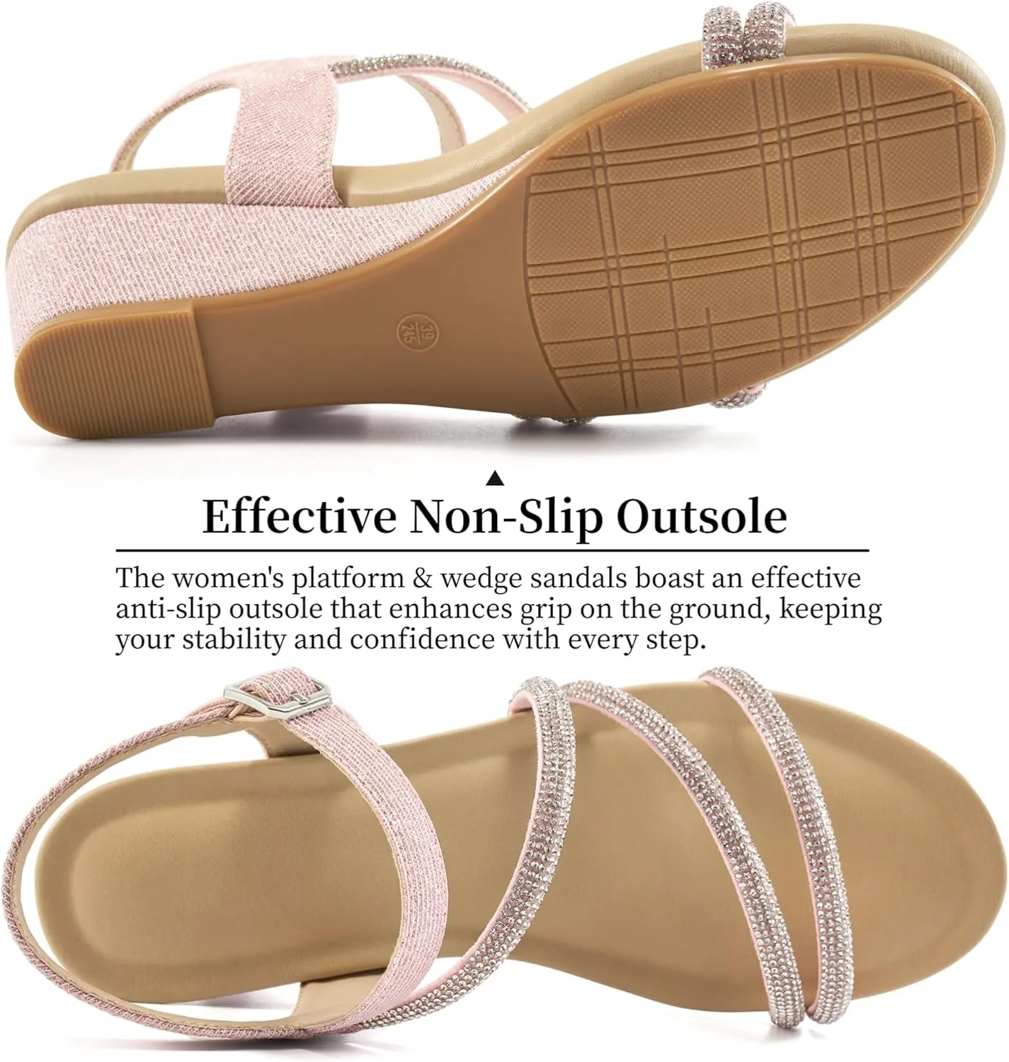 Aomigoct Womens Wedge Dressy Sandals: Sparkly Casual Summer Wedding Sandals for 2025