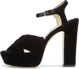 Arqa Bow Platform Sandals for Women Peep Toe Ankle Strap Knotted Block Heels 4.7" Chunky Heel Sandal