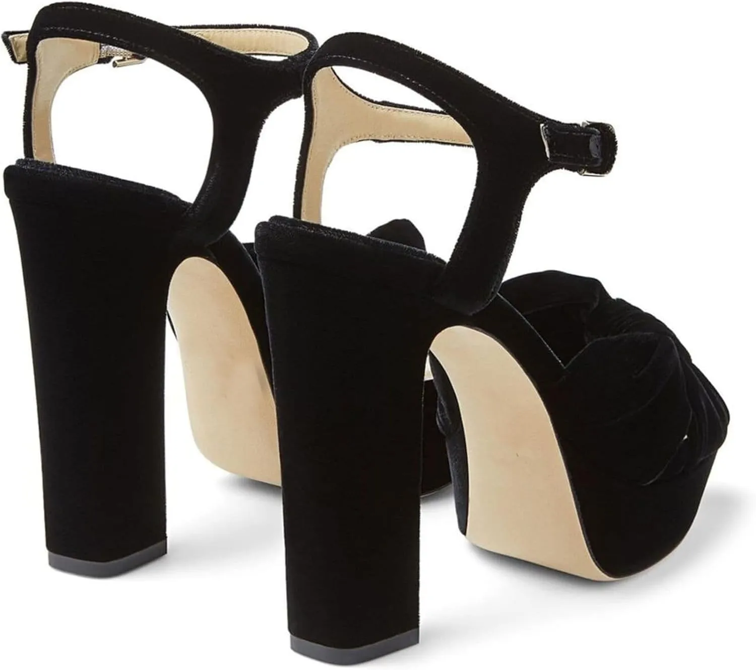 Arqa Bow Platform Sandals for Women Peep Toe Ankle Strap Knotted Block Heels 4.7" Chunky Heel Sandal