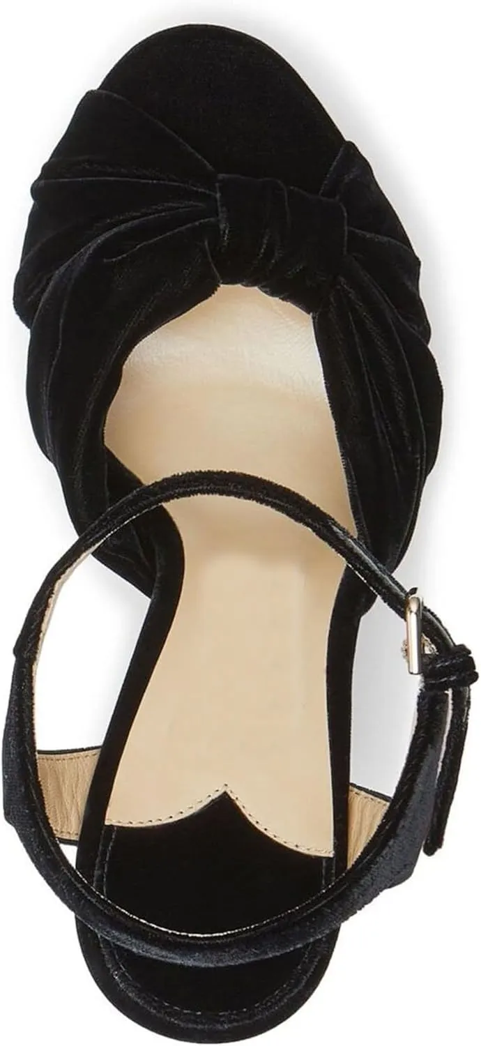 Arqa Bow Platform Sandals for Women Peep Toe Ankle Strap Knotted Block Heels 4.7" Chunky Heel Sandal