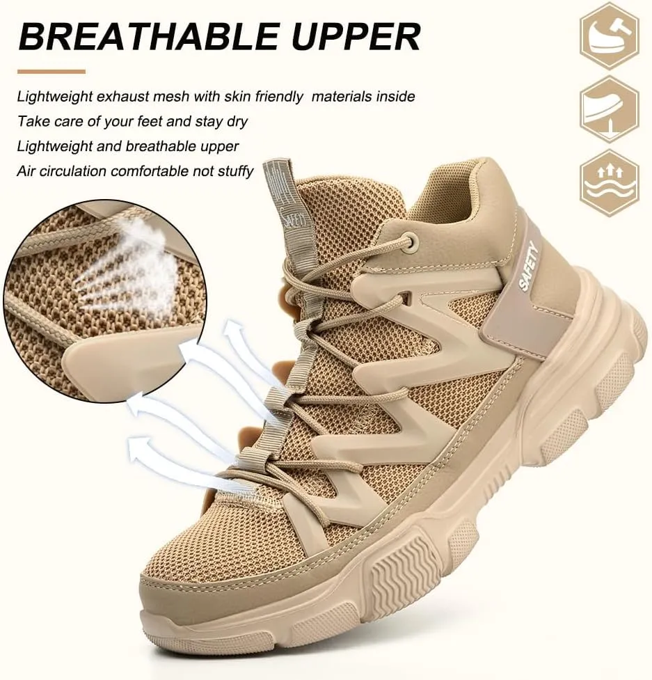 Asiman Steel Toe Shoes for Men Women Indestructible Lightweight Comfortable Safety Work Shoes Slip-Resistant Composite Toe Construction Boots