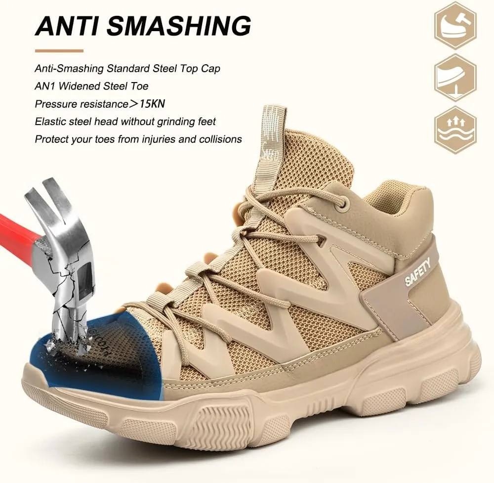 Asiman Steel Toe Shoes for Men Women Indestructible Lightweight Comfortable Safety Work Shoes Slip-Resistant Composite Toe Construction Boots