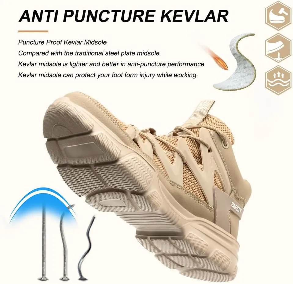 Asiman Steel Toe Shoes for Men Women Indestructible Lightweight Comfortable Safety Work Shoes Slip-Resistant Composite Toe Construction Boots