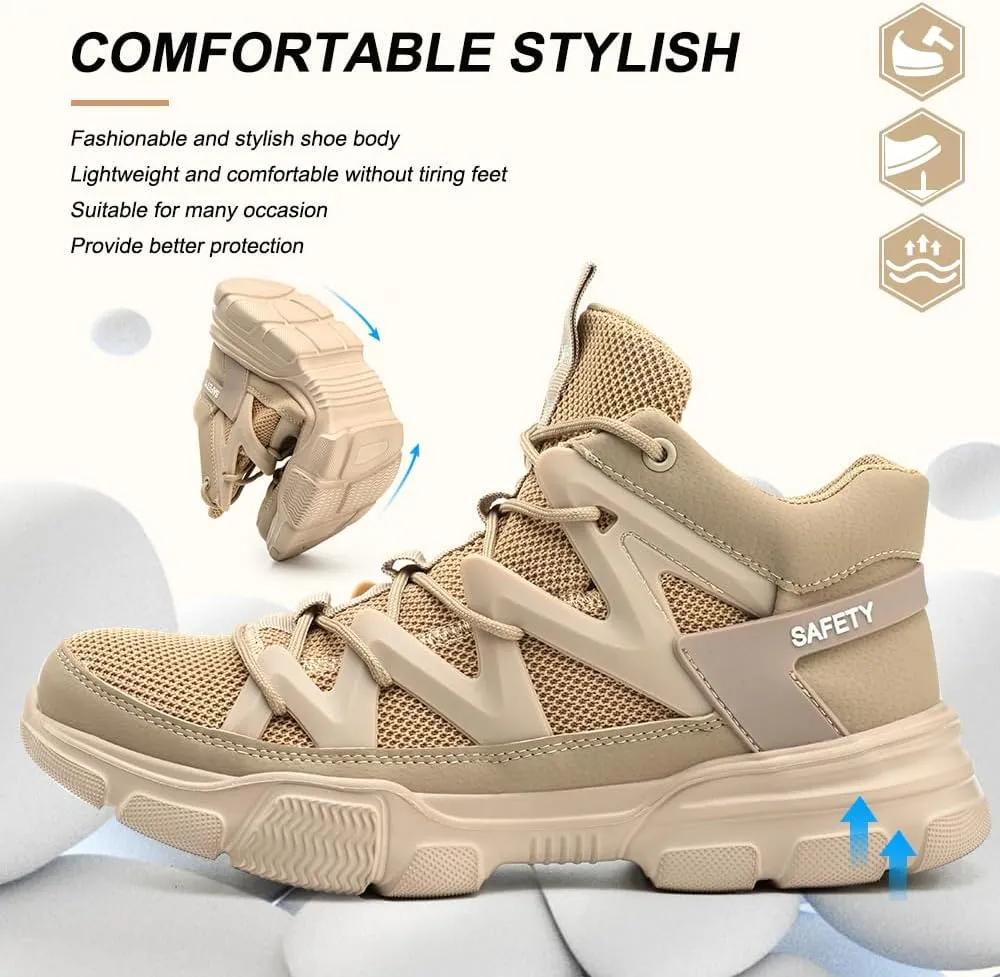 Asiman Steel Toe Shoes for Men Women Indestructible Lightweight Comfortable Safety Work Shoes Slip-Resistant Composite Toe Construction Boots