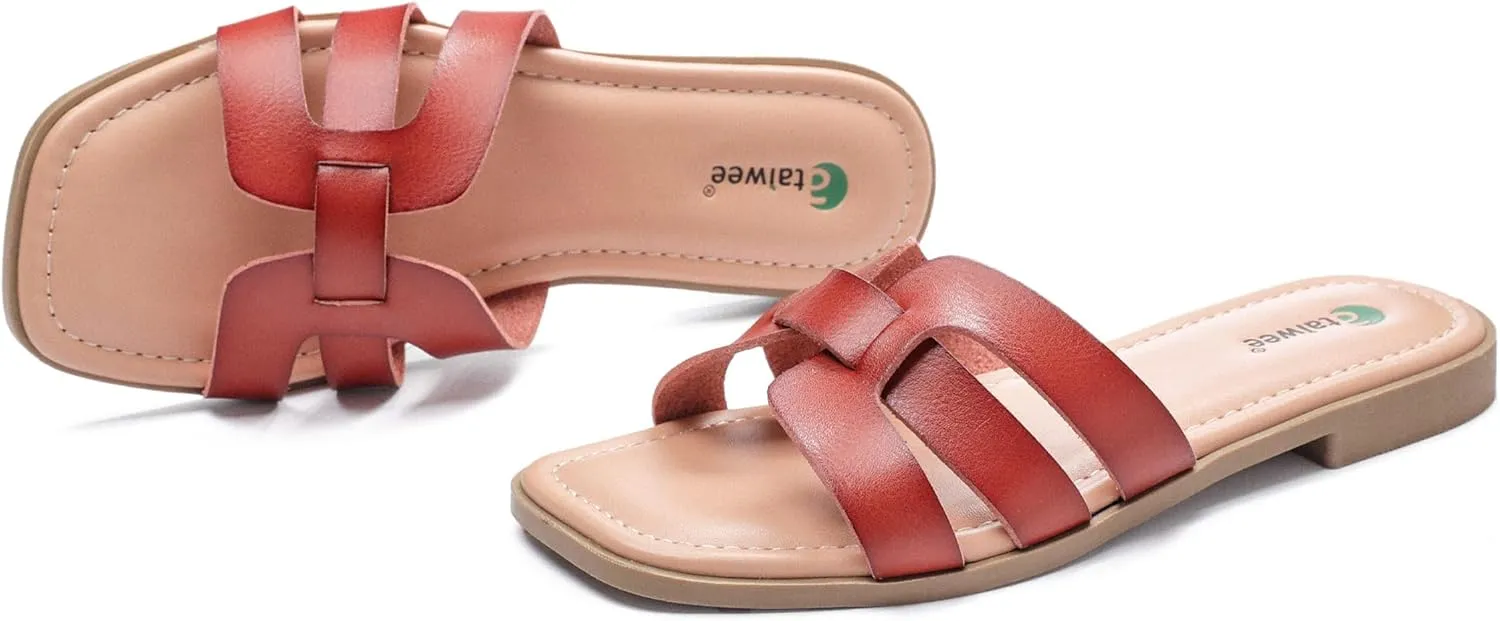 Ataiwee Women's Flat Slide Sandals - Fashionable Braided Elegant Cross Strap Flat Summer Sandals.