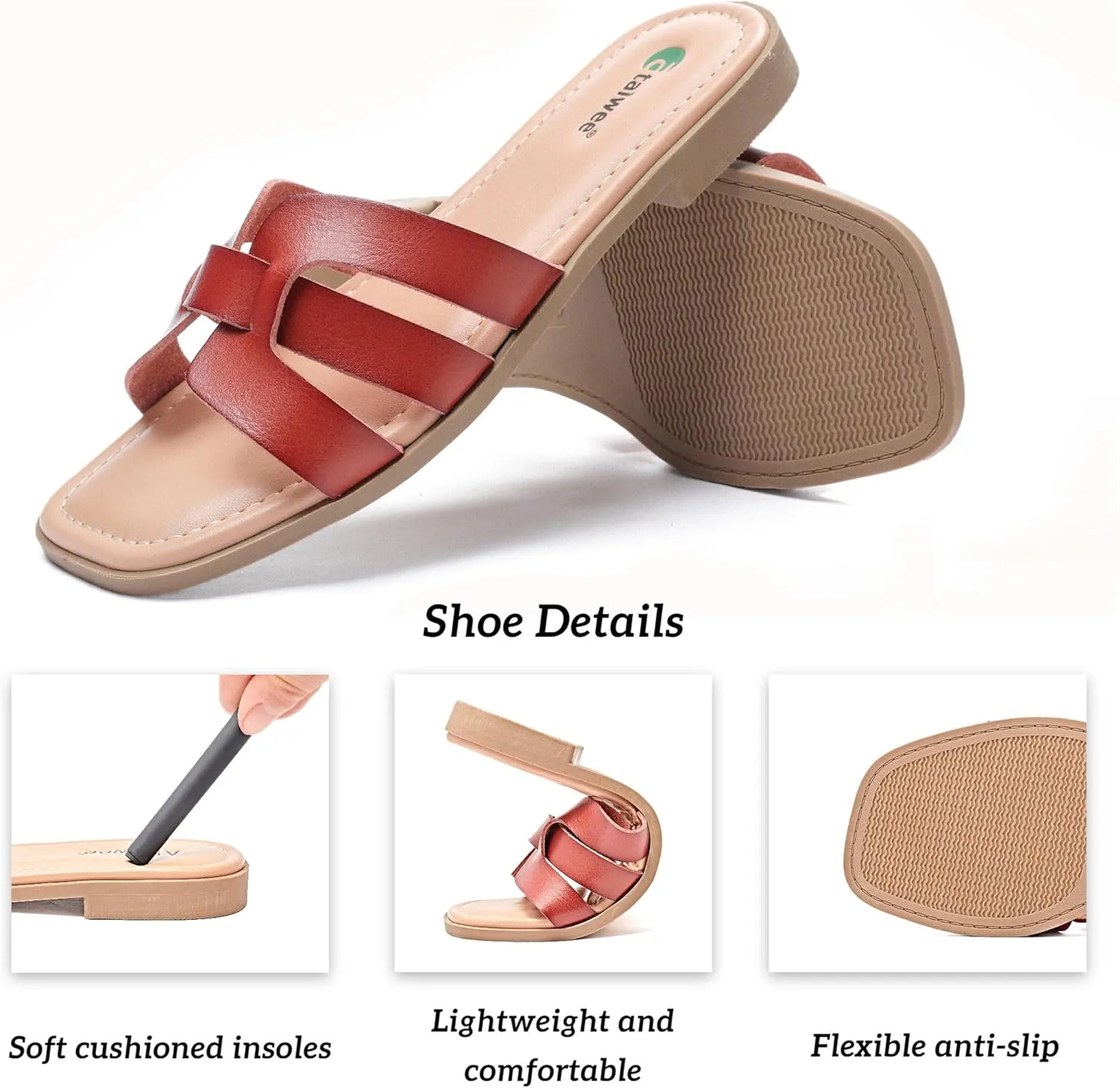 Ataiwee Women's Flat Slide Sandals - Fashionable Braided Elegant Cross Strap Flat Summer Sandals.