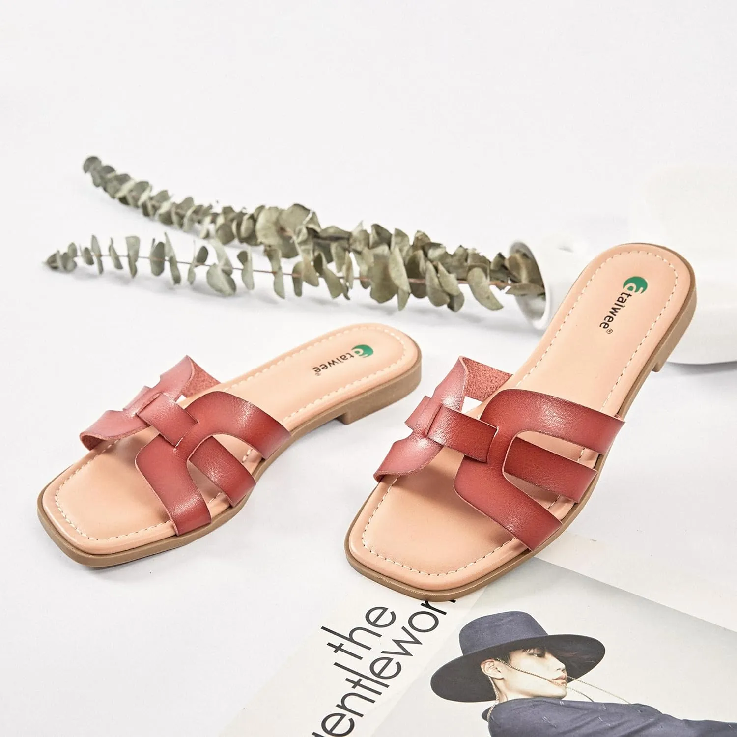 Ataiwee Women's Flat Slide Sandals - Fashionable Braided Elegant Cross Strap Flat Summer Sandals.