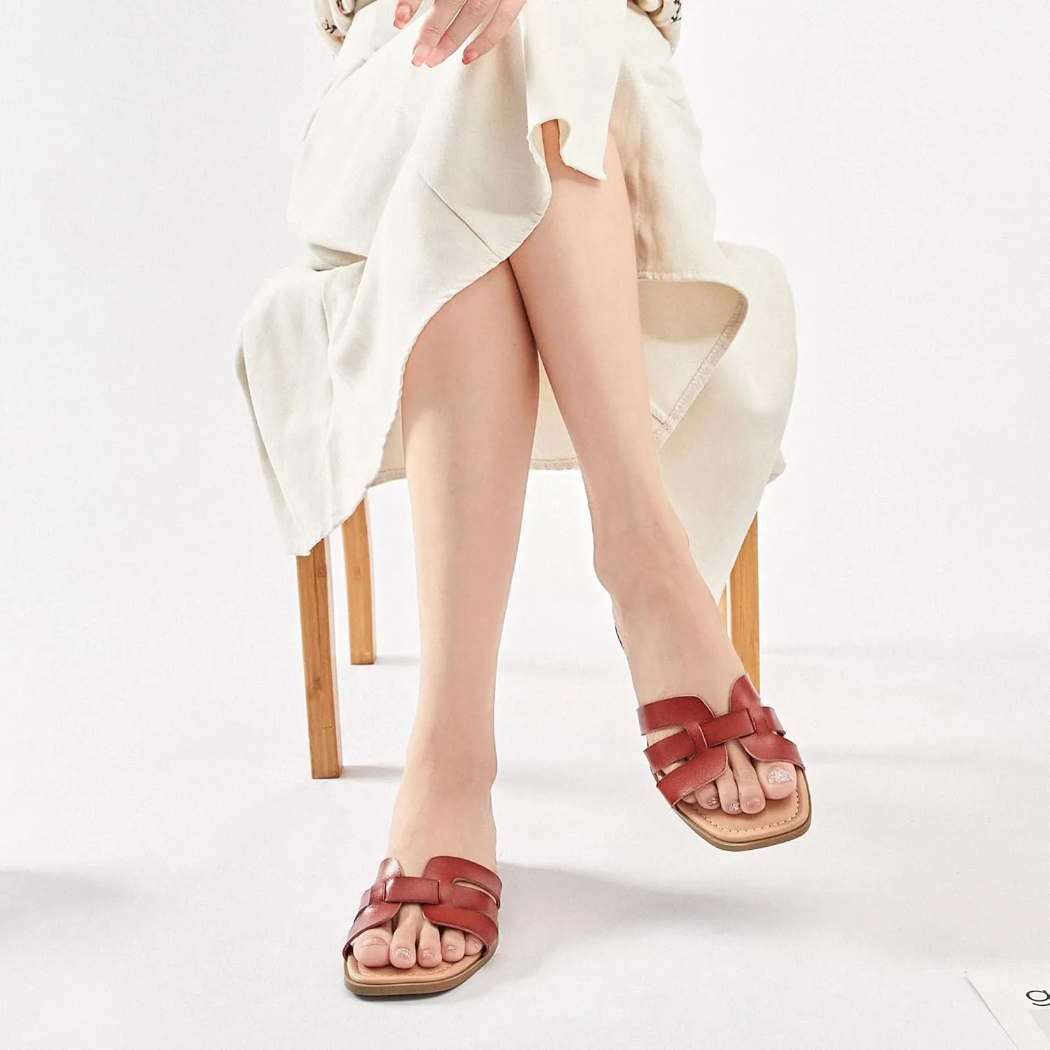 Ataiwee Women's Flat Slide Sandals - Fashionable Braided Elegant Cross Strap Flat Summer Sandals.