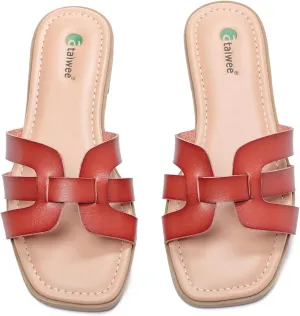 Ataiwee Women's Flat Slide Sandals - Fashionable Braided Elegant Cross Strap Flat Summer Sandals.