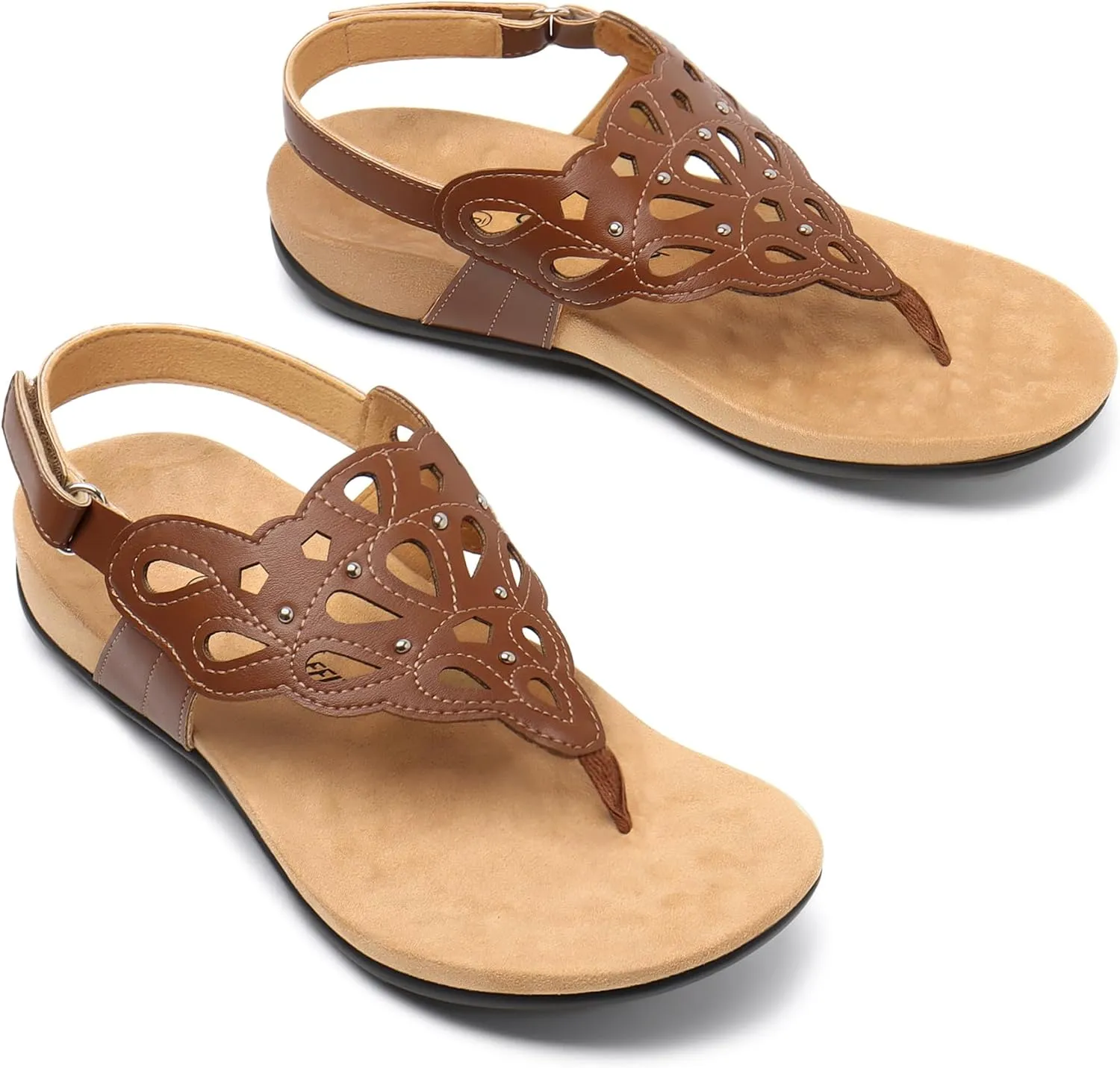 Athlefit Orthopedic Sandals for Women Summer Adjustable Orthotic Thong Sandals with Arch Support
