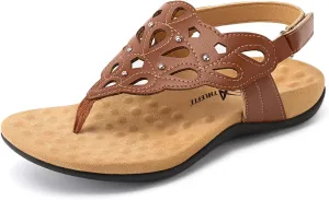 Athlefit Orthopedic Sandals for Women Summer Adjustable Orthotic Thong Sandals with Arch Support