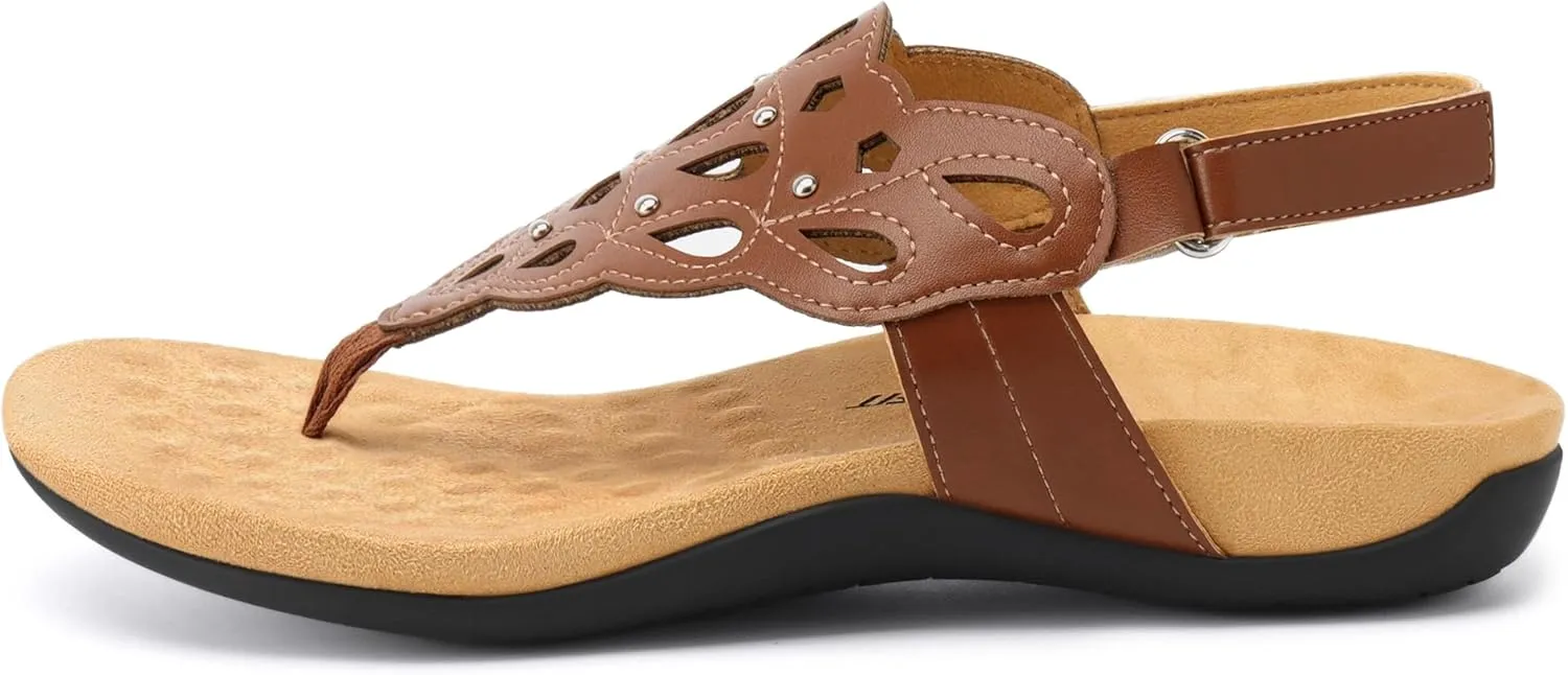Athlefit Orthopedic Sandals for Women Summer Adjustable Orthotic Thong Sandals with Arch Support