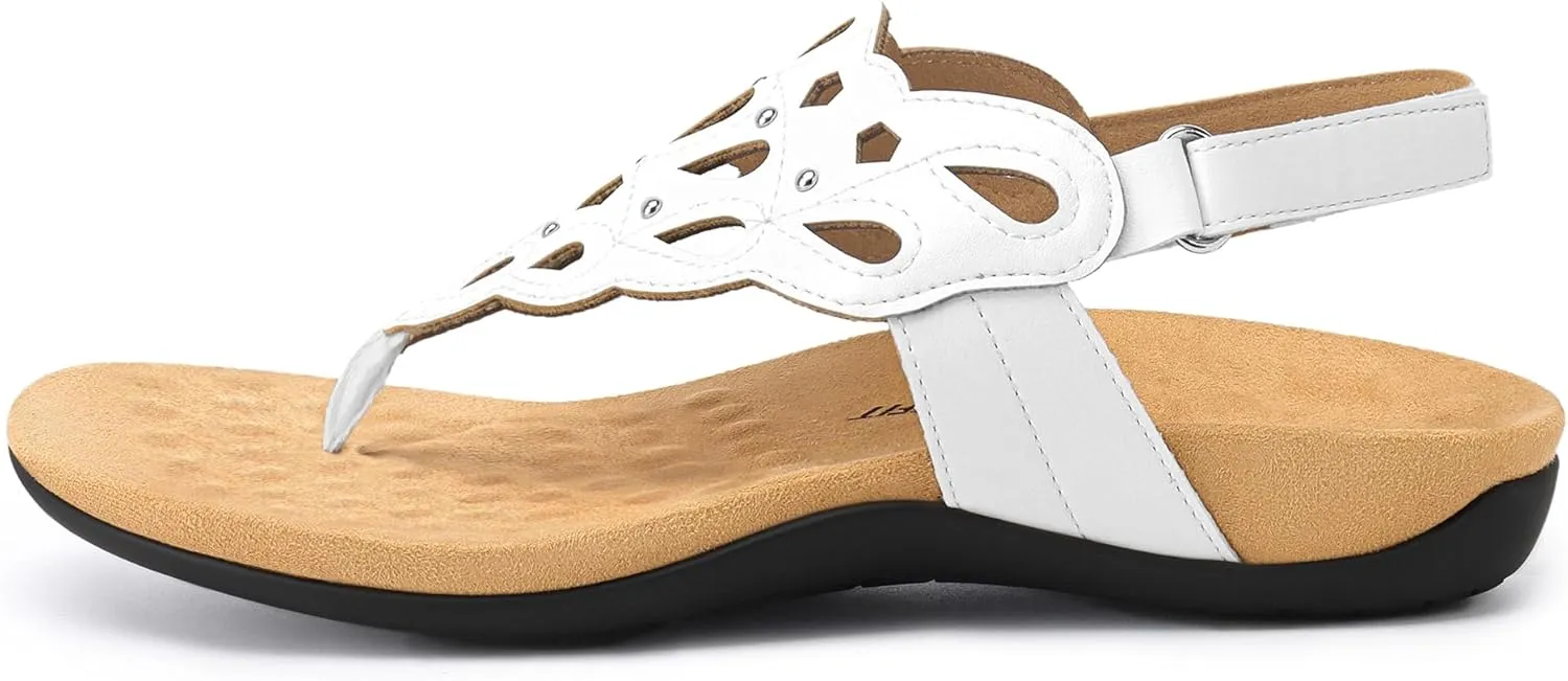 Athlefit Orthopedic Sandals for Women Summer Adjustable Orthotic Thong Sandals with Arch Support
